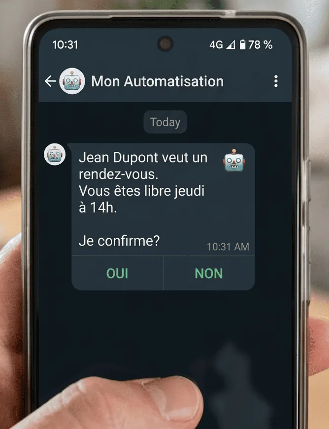 Notification WhatsApp envoyée par n8n